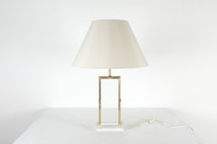 1970s Maison Jansen Style Lucite and Brass Table Lamp