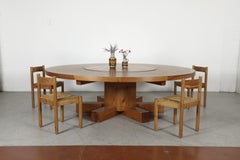Table de salle à manger ronde en sapin de Douglas de style brutaliste « Roy McMakin » avec plateau tournant