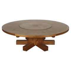 Table de salle à manger ronde en sapin de Douglas de style brutaliste « Roy McMakin » avec plateau tournant