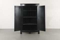Dutch Biedermeier Black Painted Bow-Front Corner Cabinet