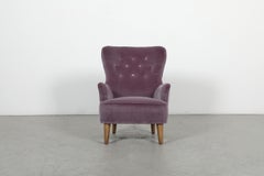 Theo Ruth für Artifort: Wingback-Lounge-Sessel aus den 1950er Jahren aus lila Samt