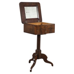Victorian Biedermeier-Style Mahogany Sewing Box on Pedestal