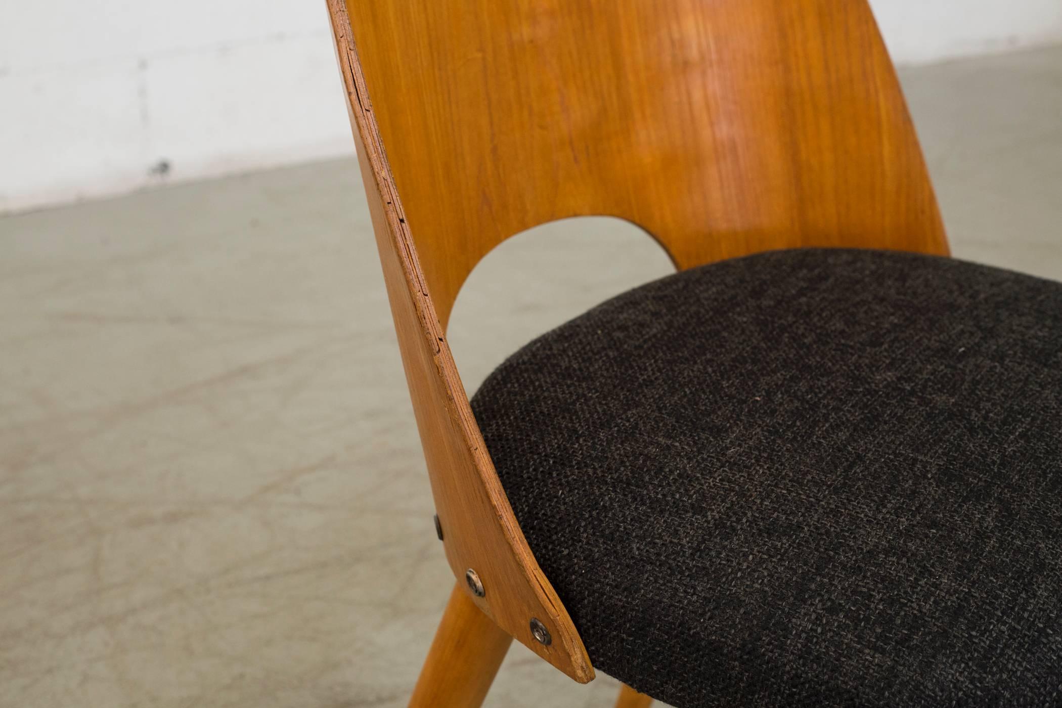 Mid-20th Century Pair of Thonet Barrel Back Beech Dining Chairs