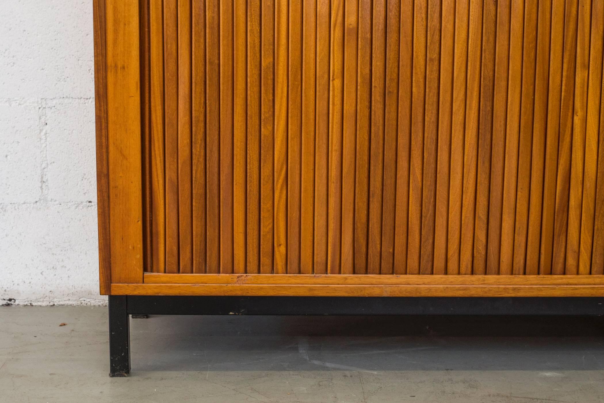 Dutch Beautiful Mid-Century Oak Tall Tambour Sideboard