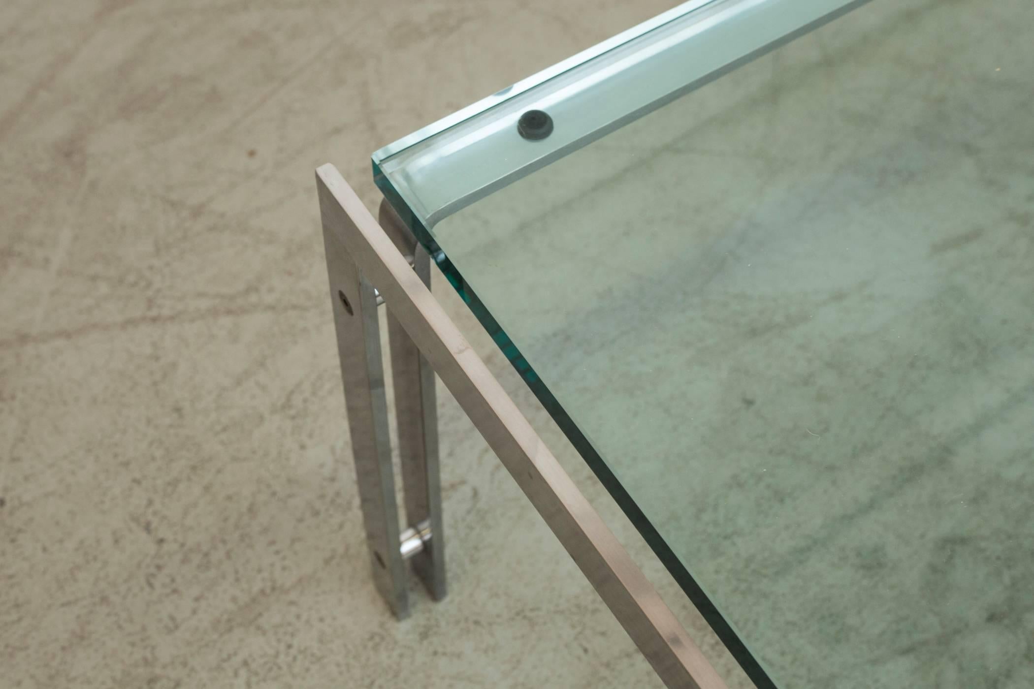 Small Metal Form Glass and Steel Side or Coffee Table 3