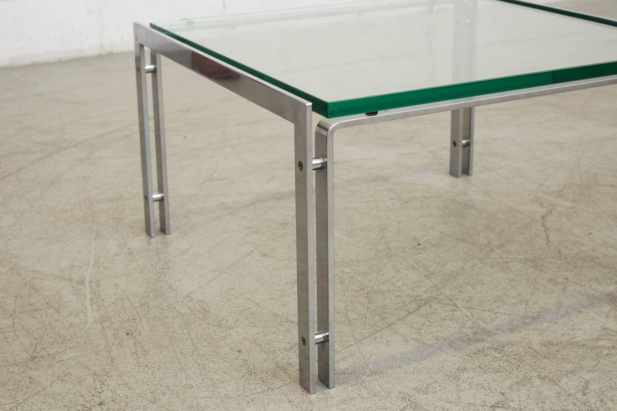Mid-Century Modern Pair of Metaform Glass and Steel Tables