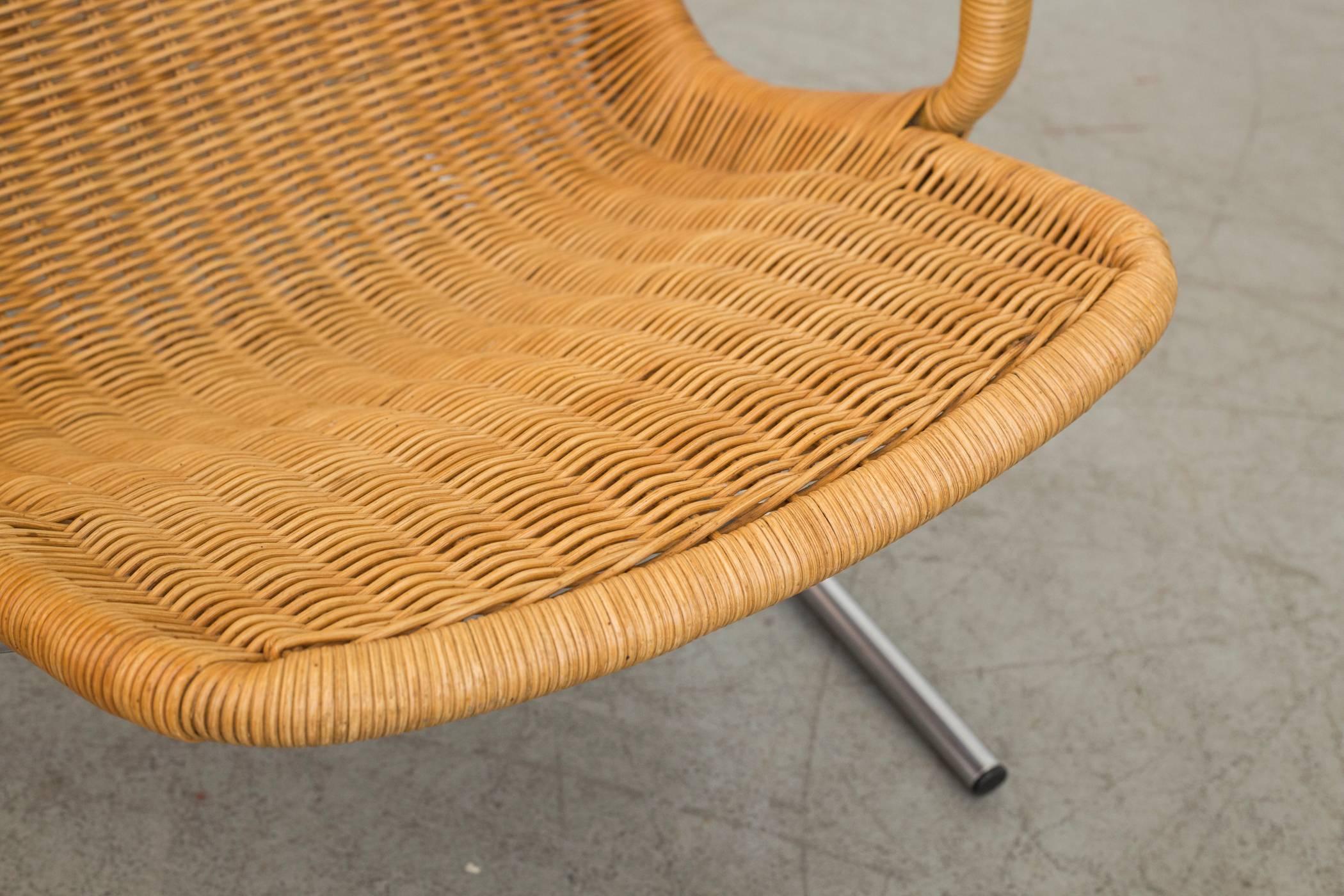 Dirk Van Sliedrecht Rattan Lounge Chair with Chrome Sled Leg 2