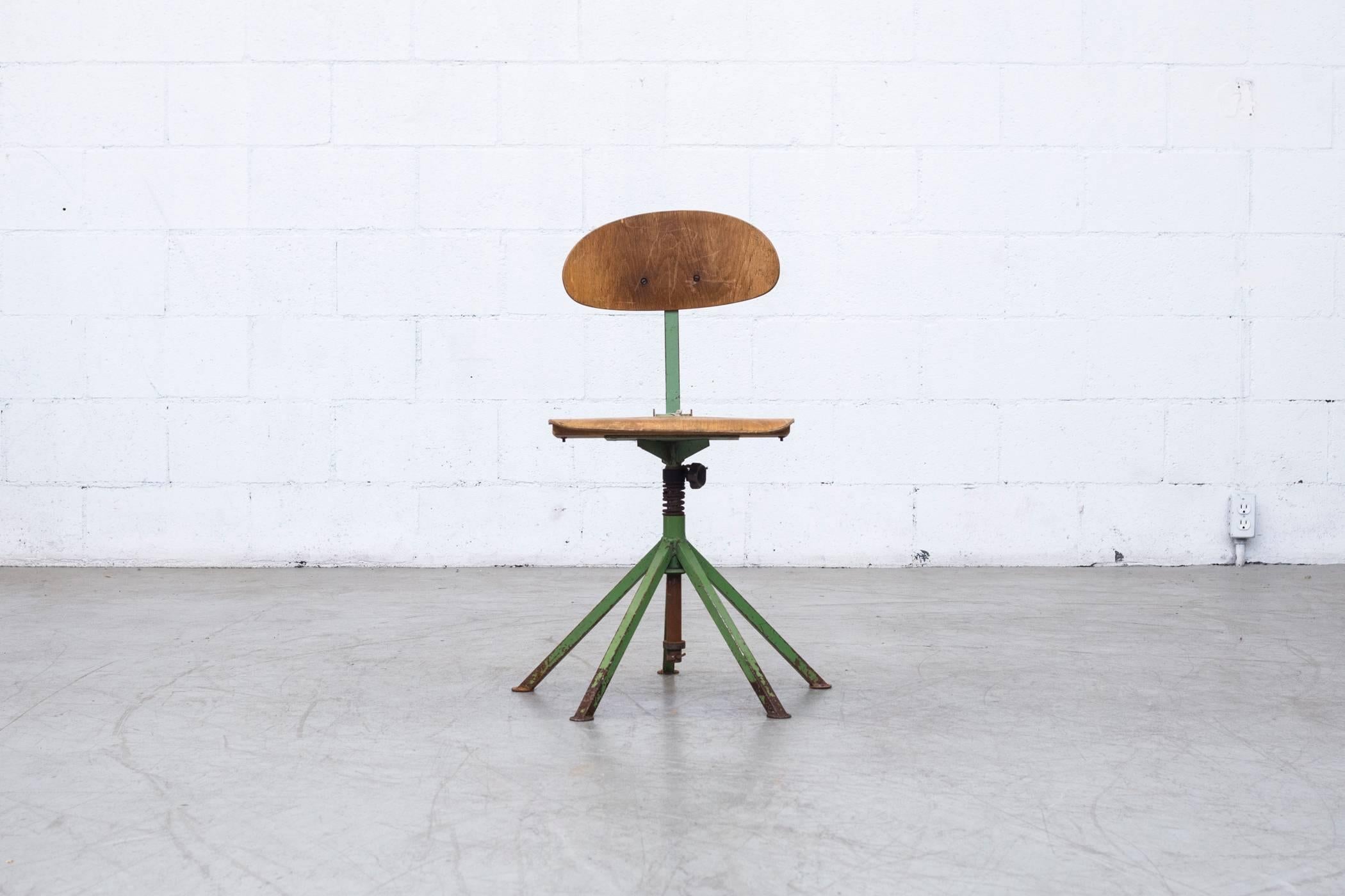 Mid-20th Century Prouve Inspired Industrial Drafting Chairs