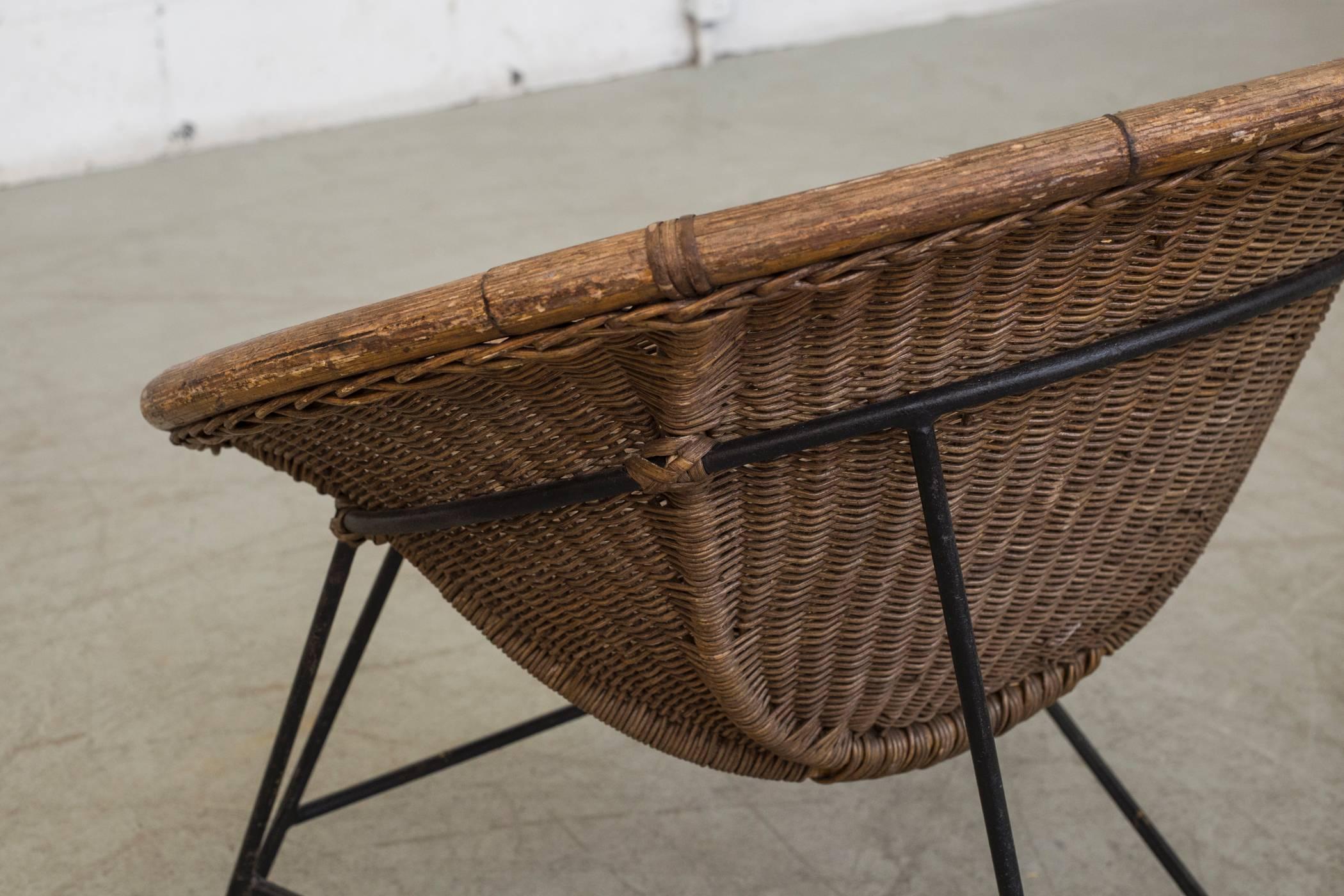 Mid-20th Century Jacques Adnet Style Woven Basket Chair