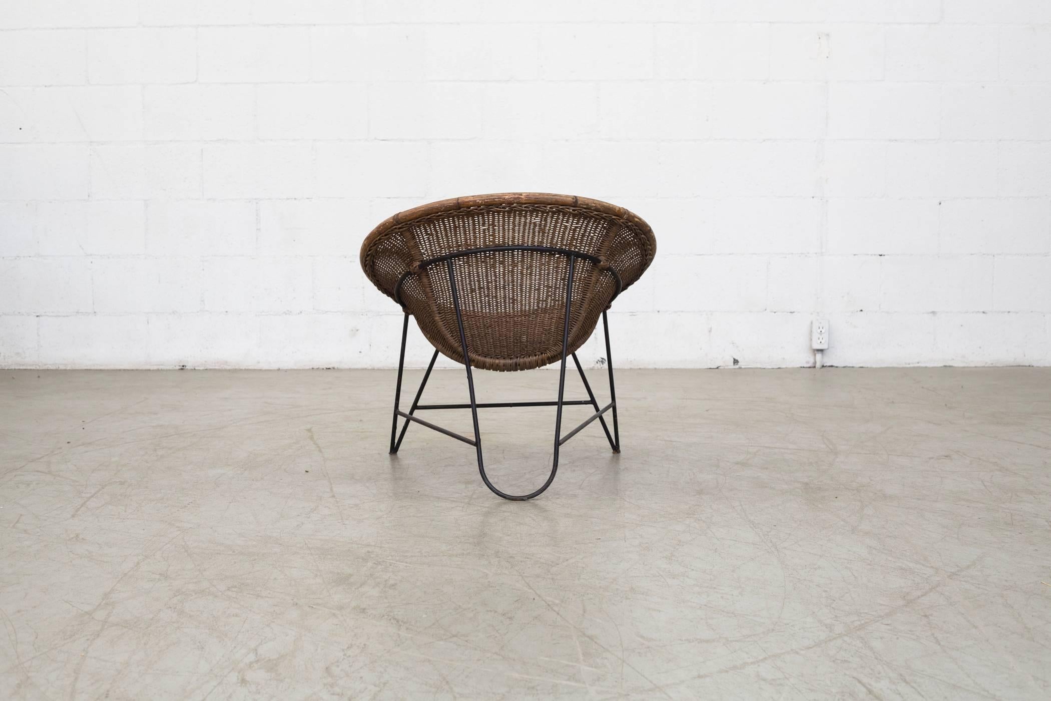 Dutch Jacques Adnet Style Woven Basket Chair