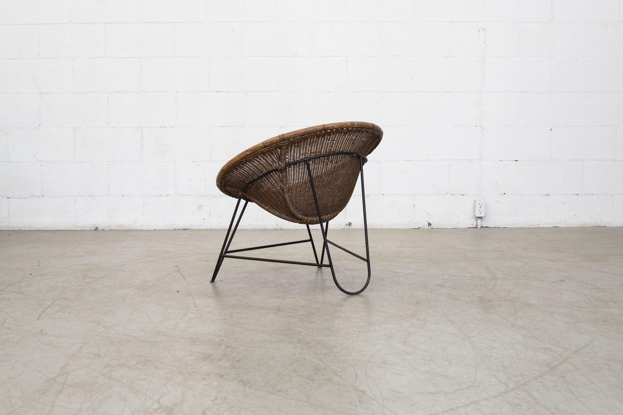 Mid-Century Modern Jacques Adnet Style Woven Basket Chair