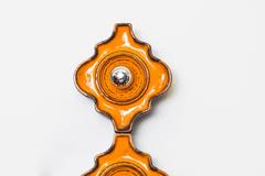Set of Eight Orange Ceramic Interlocking Sculptural Wall Tile Sconces