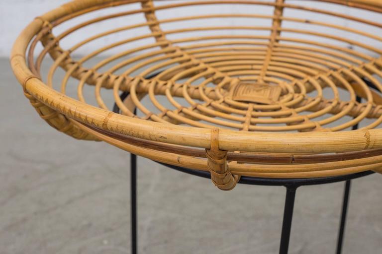 Mid Century Bamboo Basket or Tray Side Table at 1stdibs