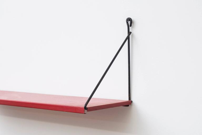 Single Red Enameled Metal Pilastro Shelf at 1stdibs