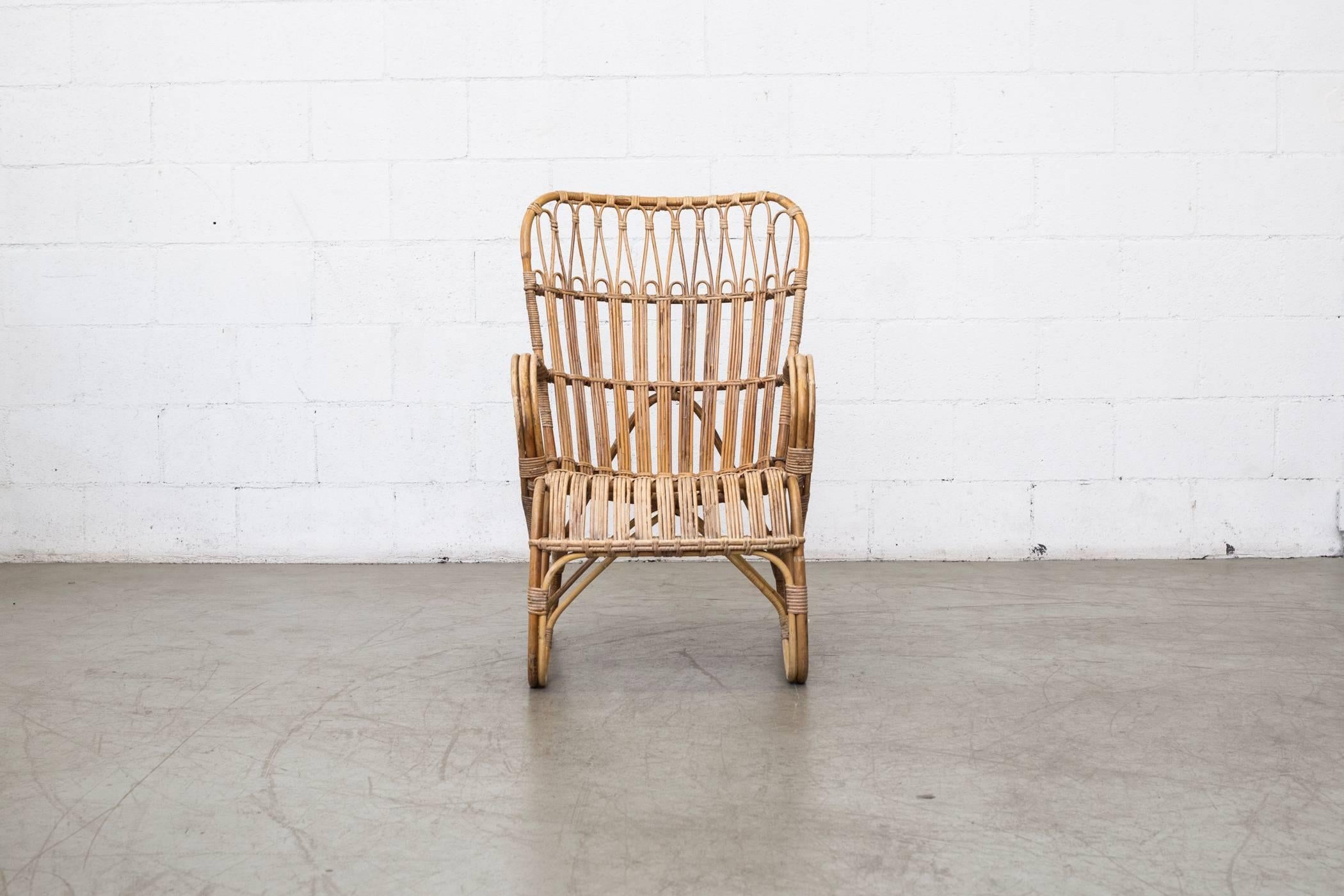Mid-Century Modern Franco Albini Inspired High Back Lounge Chair