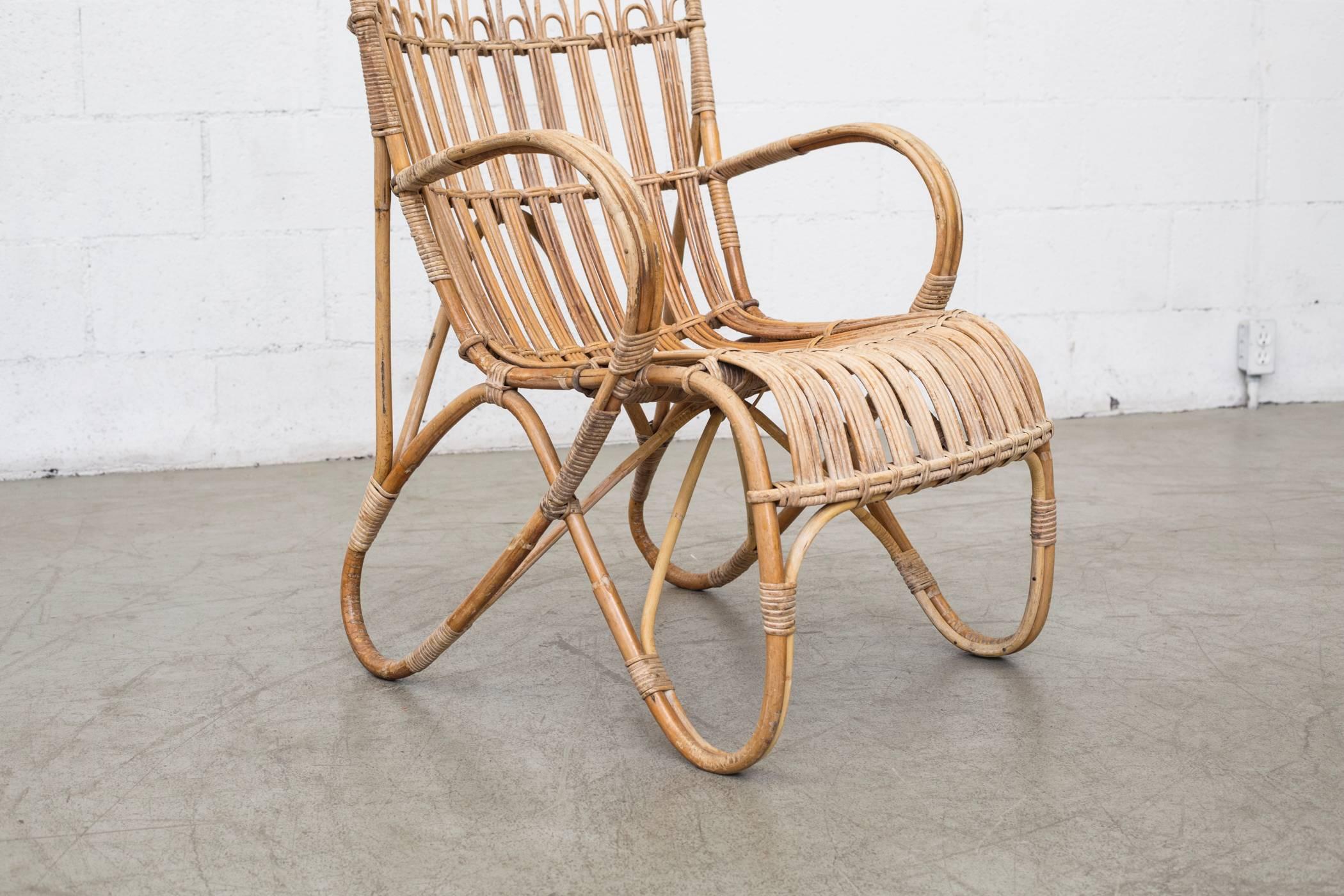 Mid-20th Century Franco Albini Inspired High Back Lounge Chair