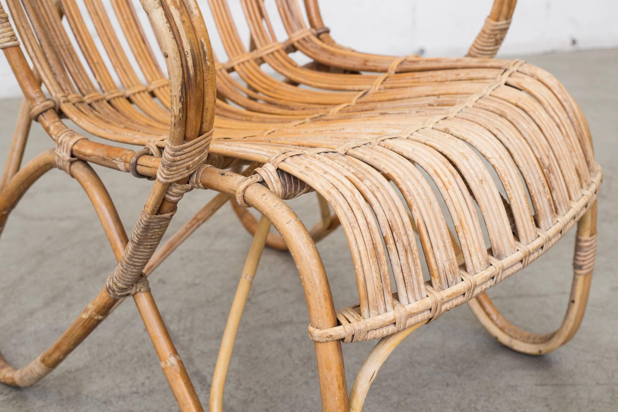 Bamboo Franco Albini Inspired High Back Lounge Chair
