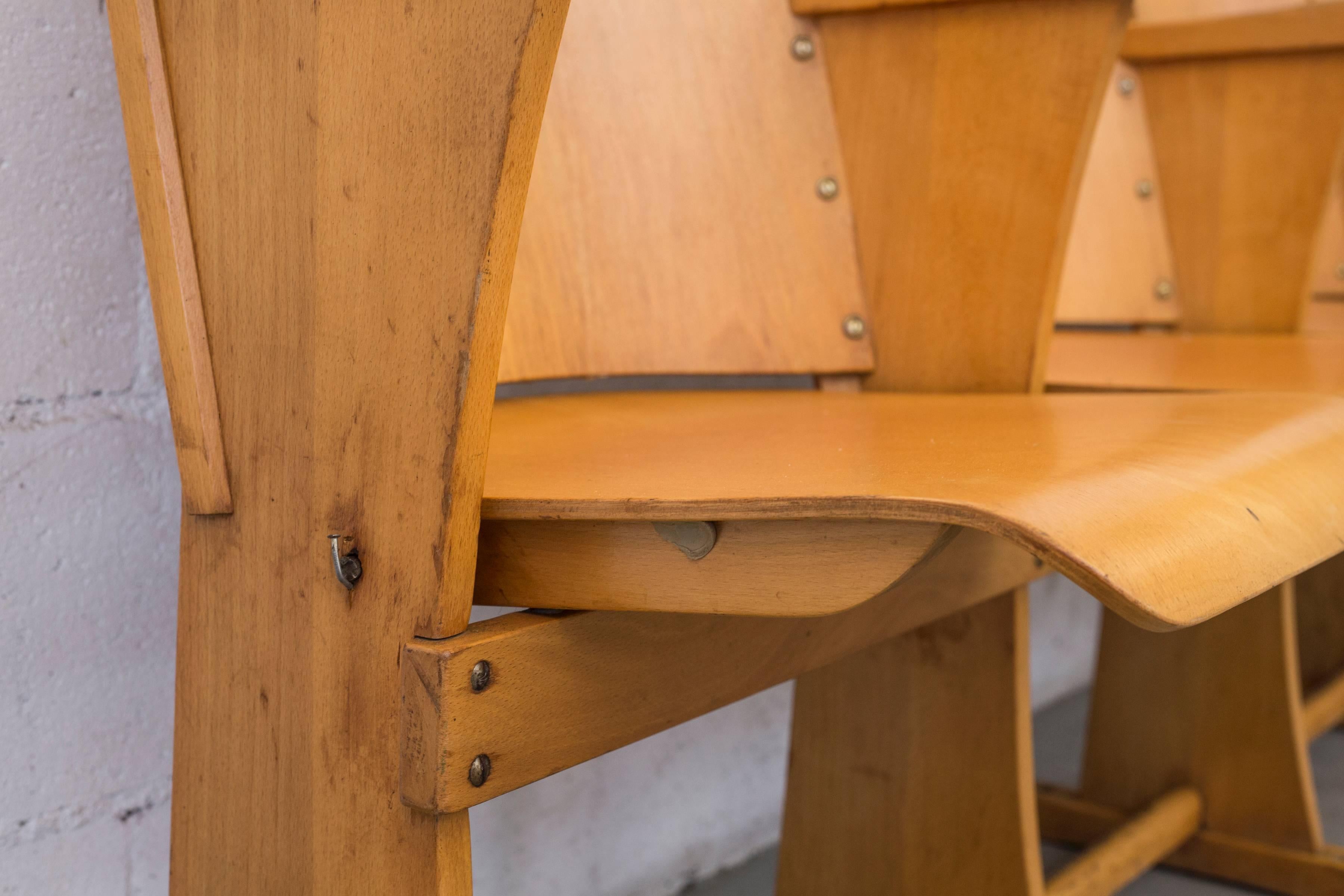 Row of Birch Numbered Theatre Seats In Good Condition In Los Angeles, CA