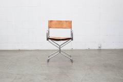 Set of Four Chrome and Leather Folding Directors Chairs