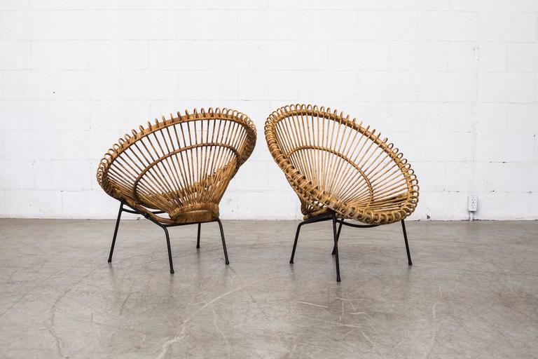 Pair of Franco Albini Inspired Bamboo Bucket Lounge Chairs at 1stDibs
