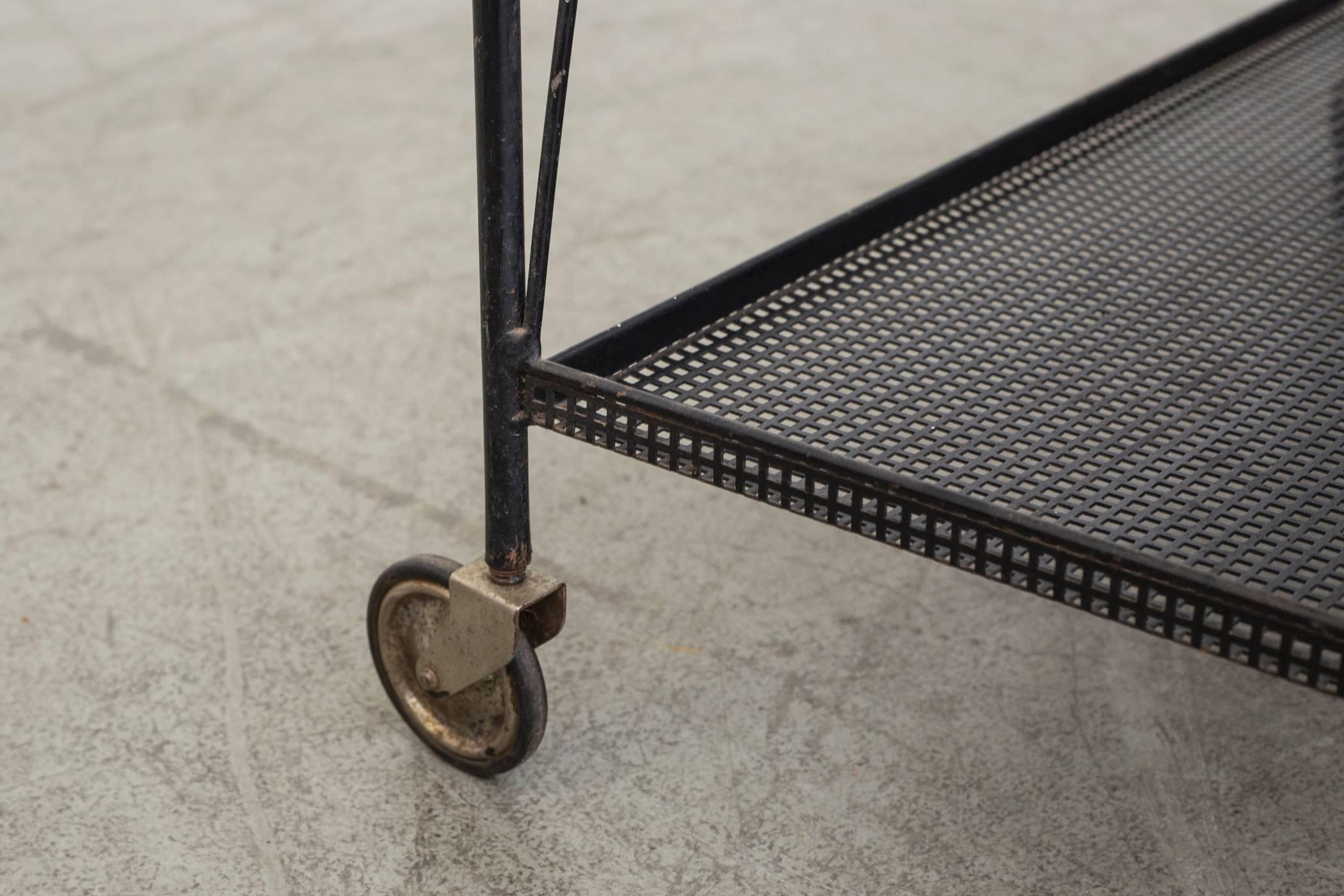 Mathieu Matégot Style Pilastro Bar Cart with Removable Tray 2