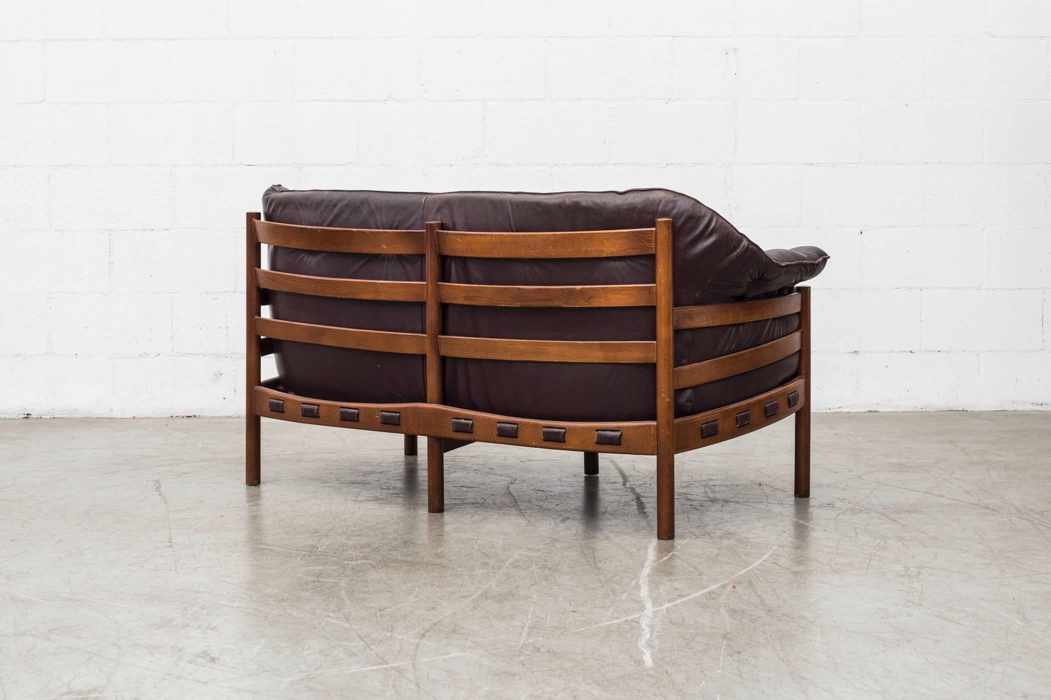 Mid-Century Modern Arne Norell Style Leather Love Seat