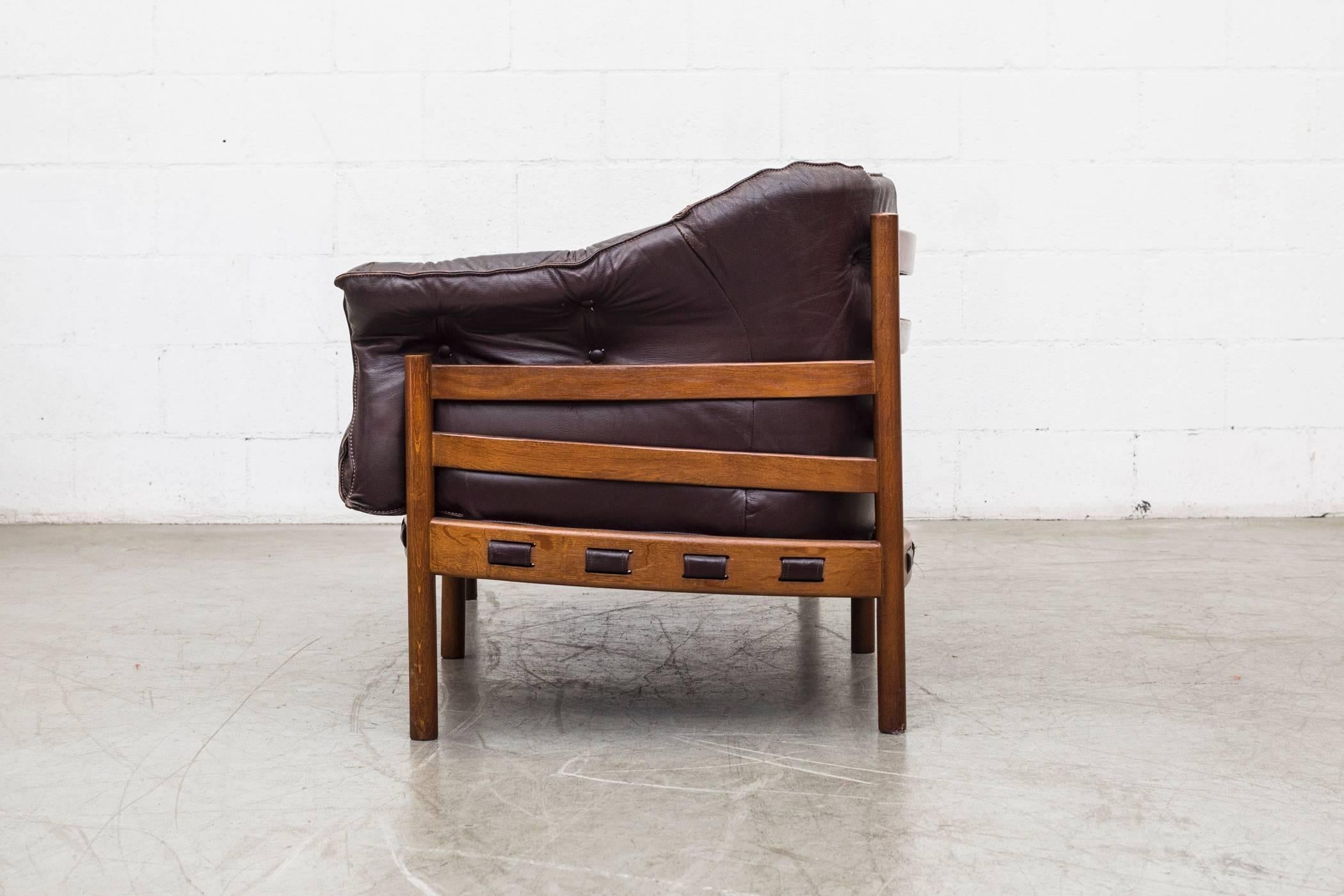 Swedish Arne Norell Style Leather Love Seat