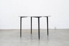 Friso Kramer Round "Reform" Industrial Table with White Top and Black Metal Legs