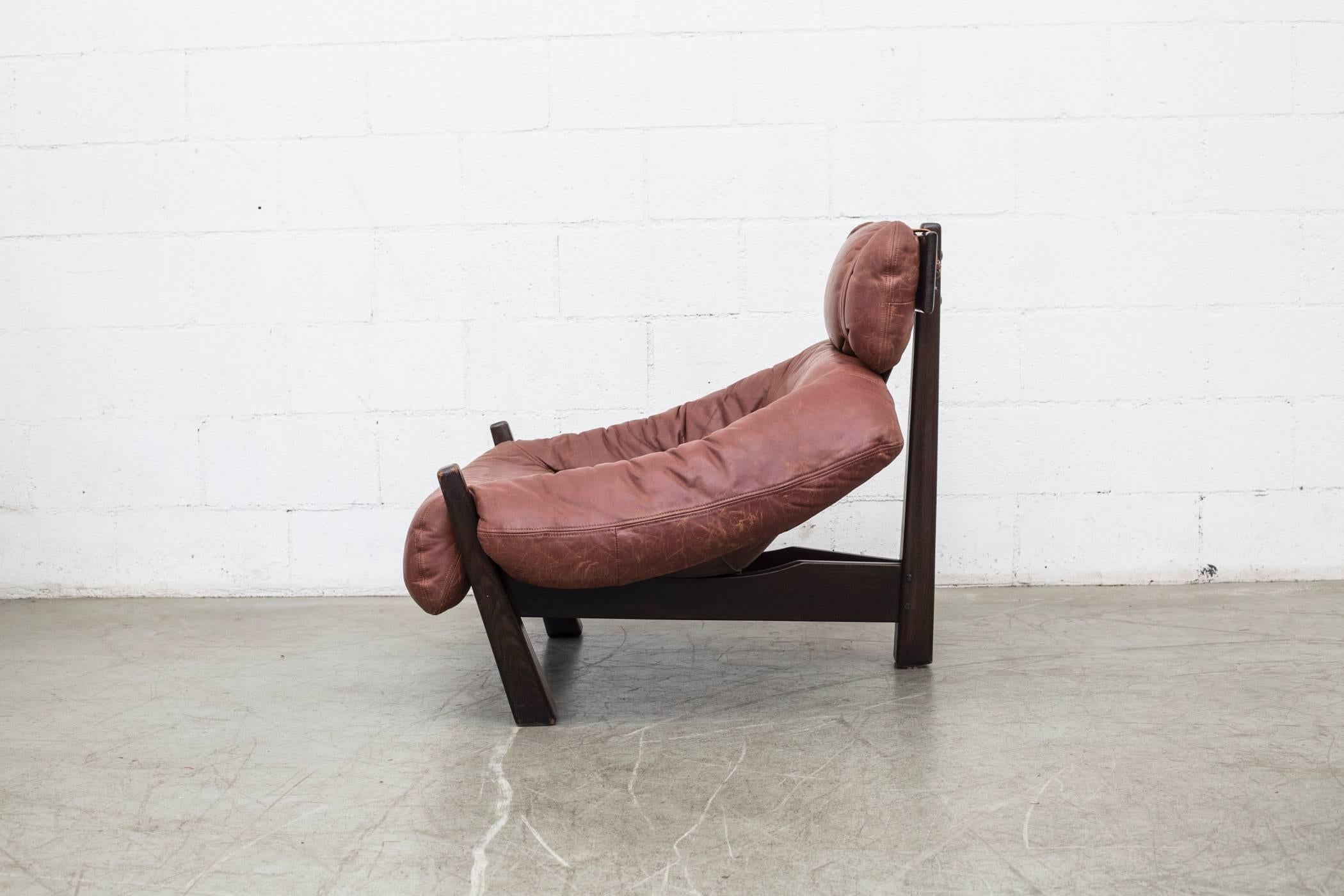 Mid-Century Modern Percival Lafer Style Leather Lounge Chair by Gerard Van Den Berg