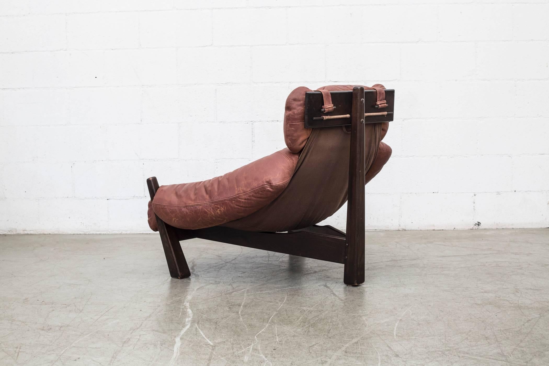 Dutch Percival Lafer Style Leather Lounge Chair by Gerard Van Den Berg