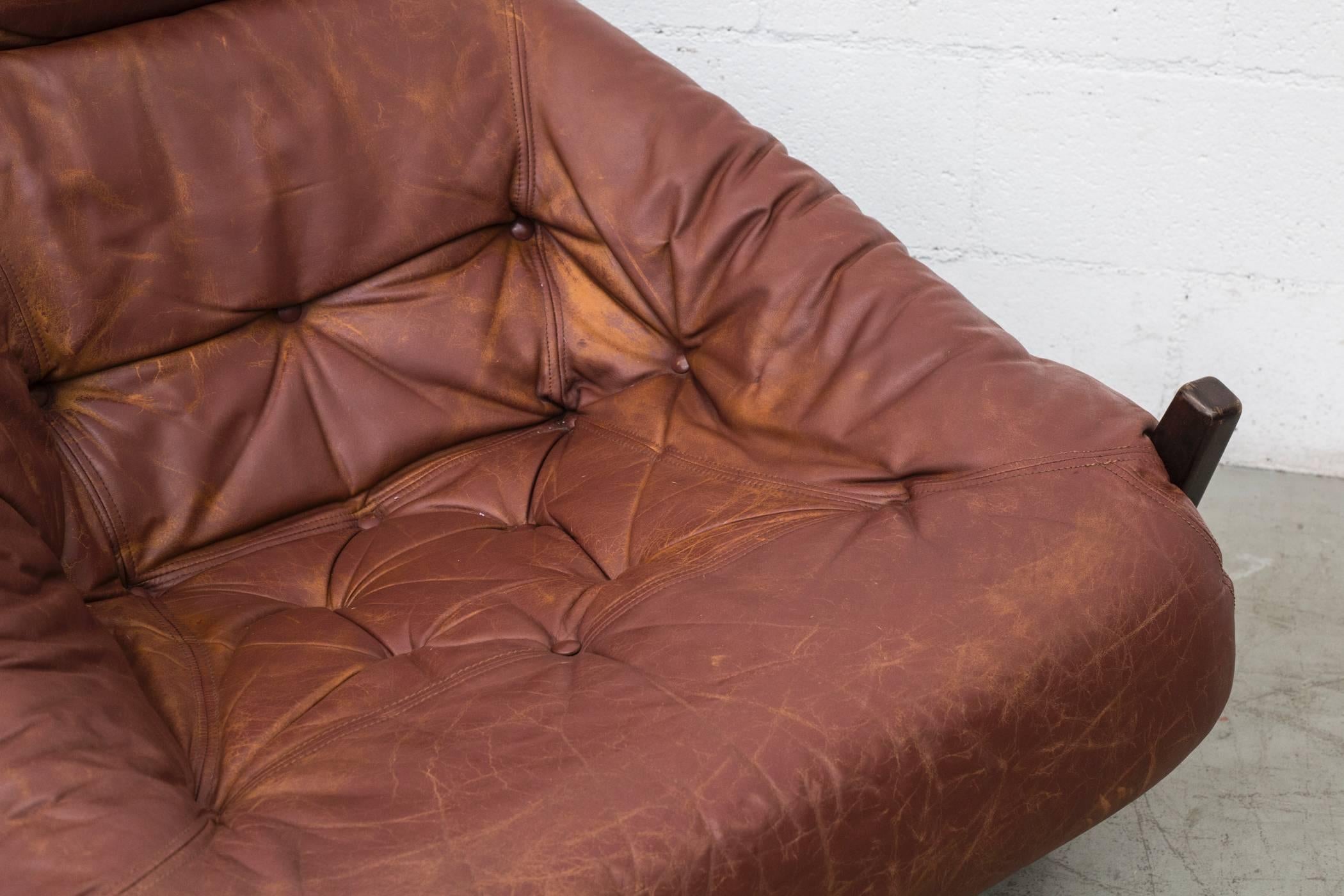 Percival Lafer Style Leather Lounge Chair by Gerard Van Den Berg 3