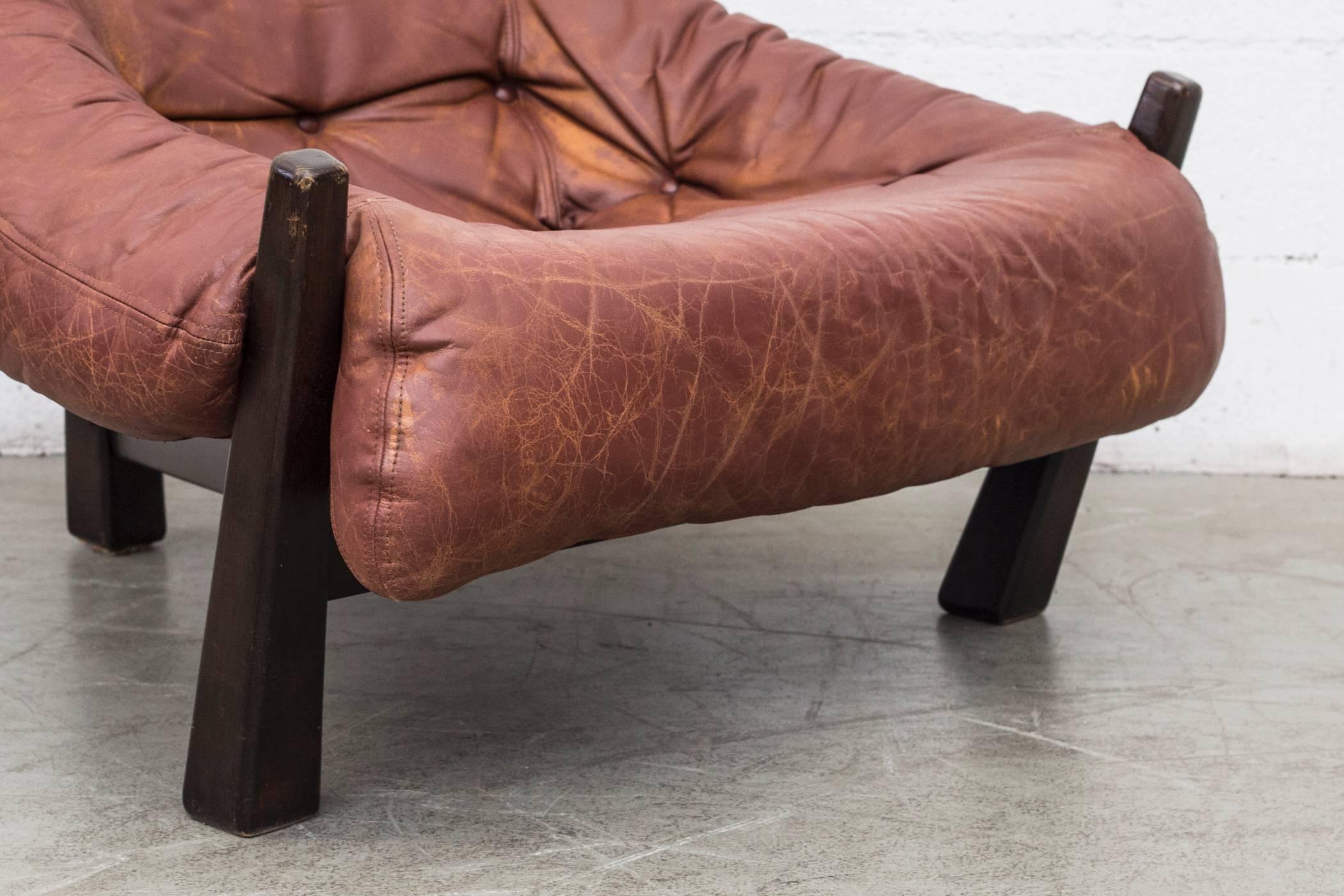 Percival Lafer Style Leather Lounge Chair by Gerard Van Den Berg 1