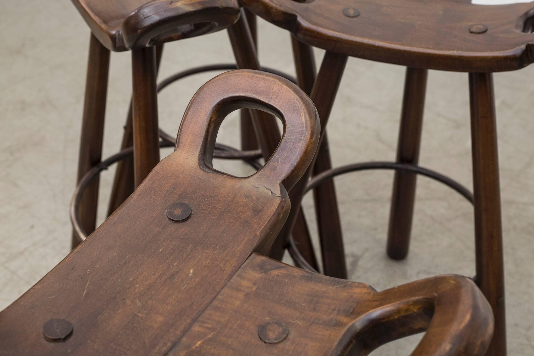 Late 20th Century Sergio Rodrigues Style Bar Stools