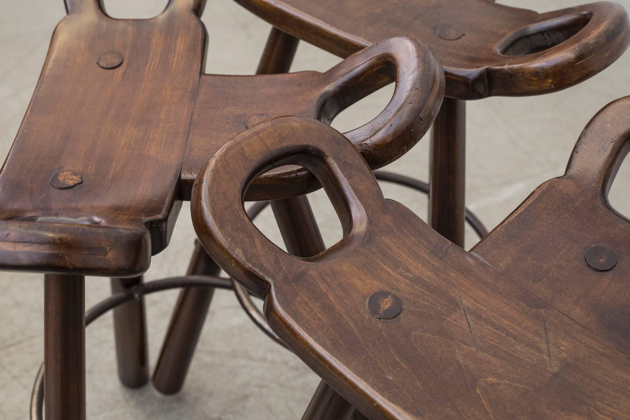 Sergio Rodrigues Style Bar Stools In Good Condition In Los Angeles, CA