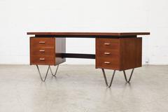 Cees Braakman Executive "Boomerang" Desk with Hairpin Legs