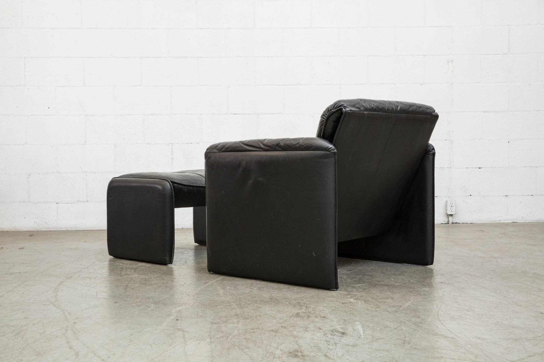 Dutch Leolux Bora Bora Leather Lounge Chair and Ottoman
