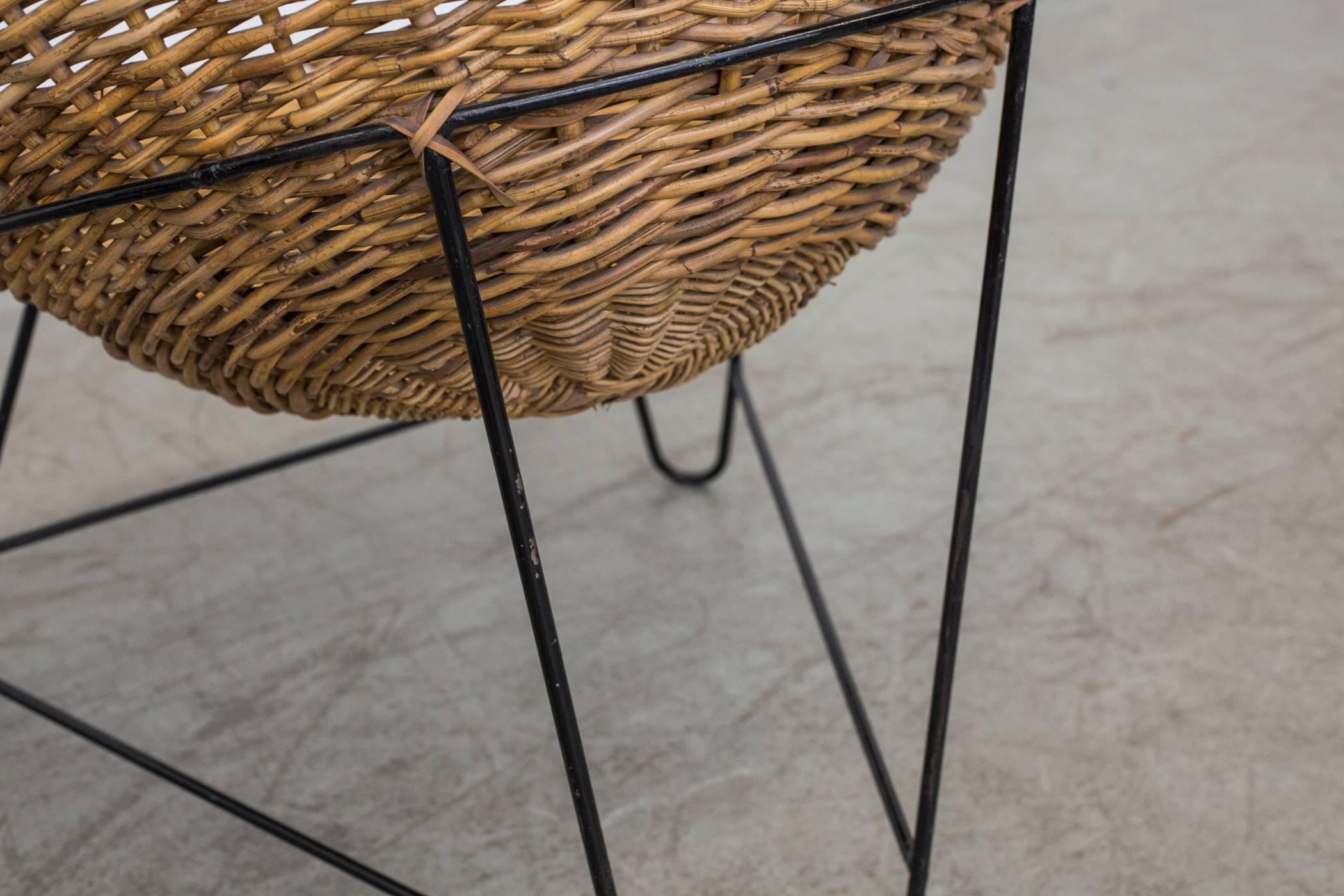 Mid-20th Century Jacques Adnet Style Woven Basket Chairs