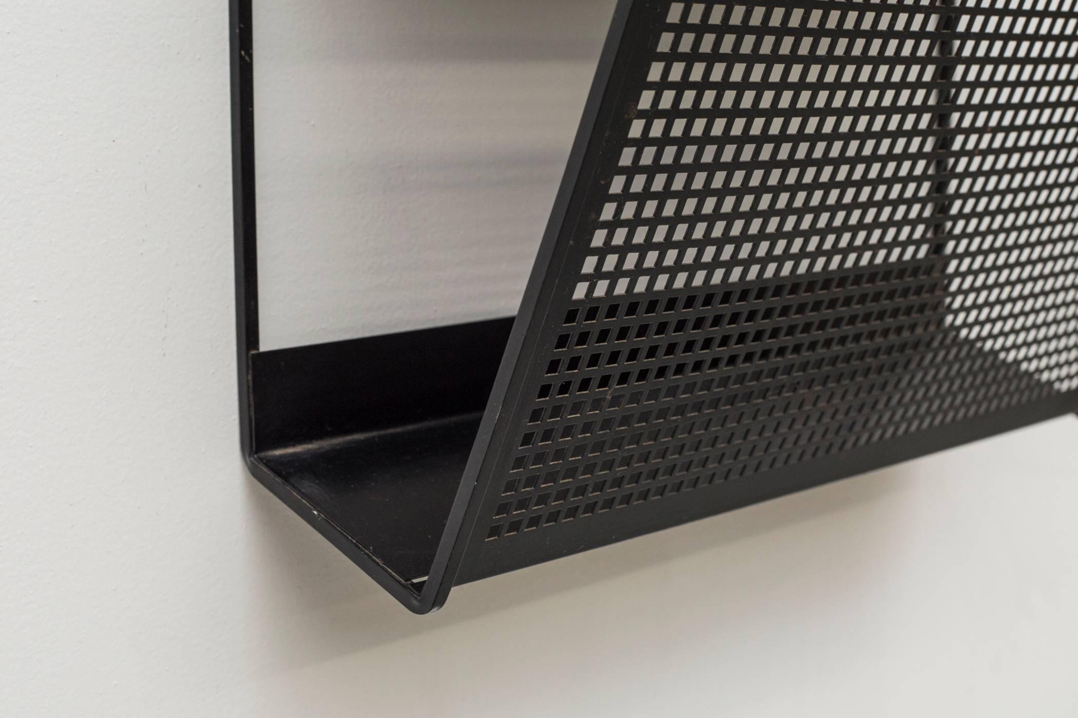 Pilastro Perforated Metal Wall Mount Magazine Rack or Shelf In Good Condition In Los Angeles, CA