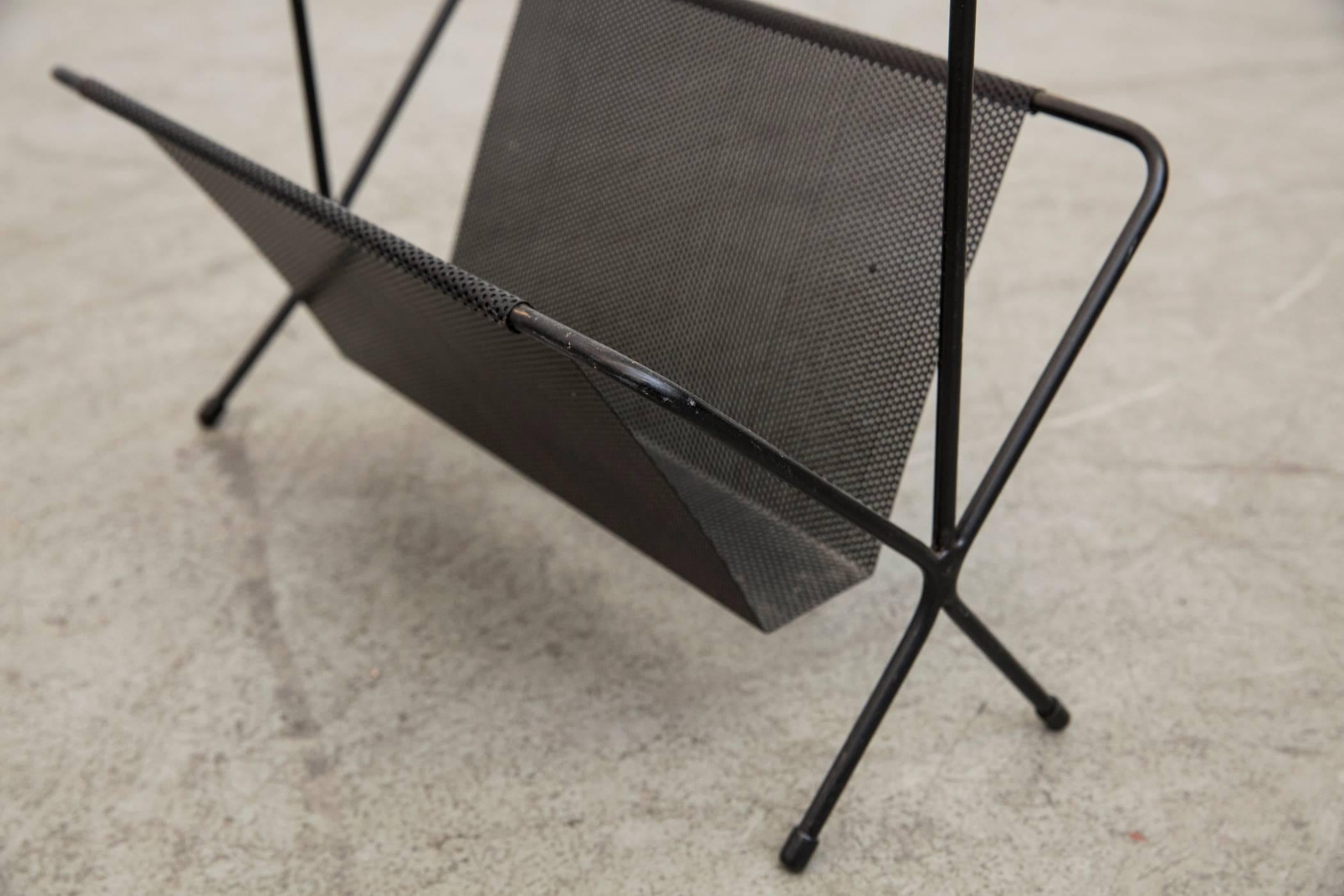 Dutch Perforated Metal Magazine Stand Attributed to Pilastro