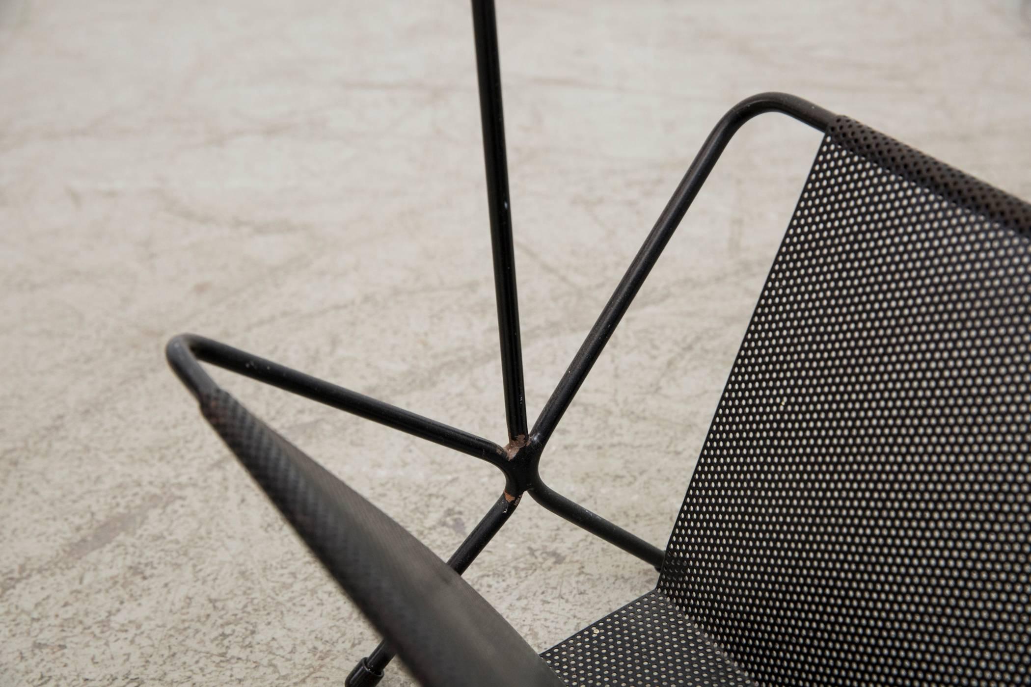 Enameled Perforated Metal Magazine Stand Attributed to Pilastro