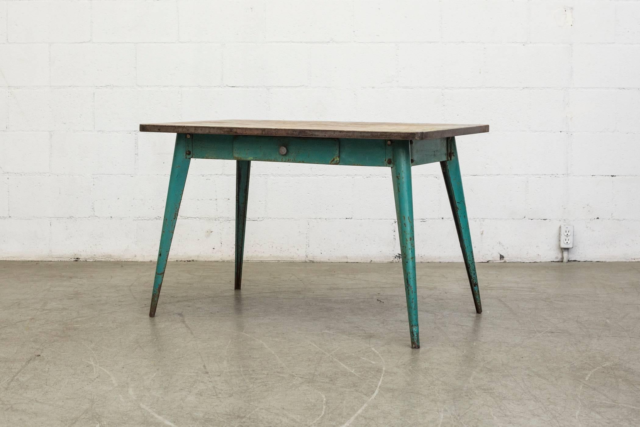 Mid-Century Modern Vintage Tolix Enameled Metal Table