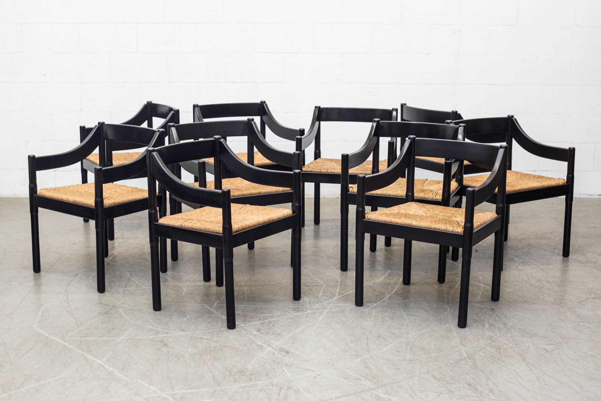 Mid-20th Century Set of Ten Vico Magistretti Chairs for Cassina Carimate