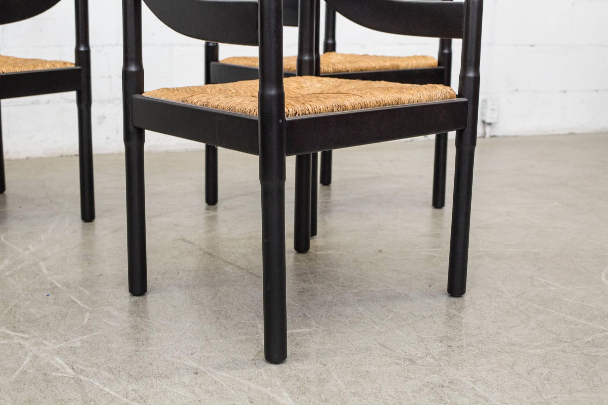 Reed Set of Ten Vico Magistretti Chairs for Cassina Carimate