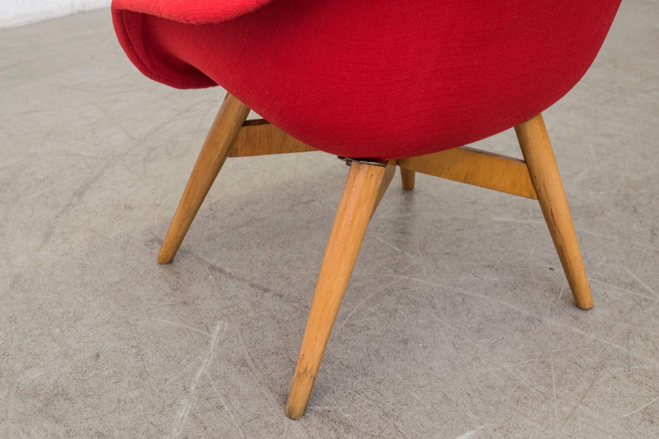 Fabric Mid-Century Saarinien Style Bucket Lounge Chair by Miroslav Navrátil for Vertex