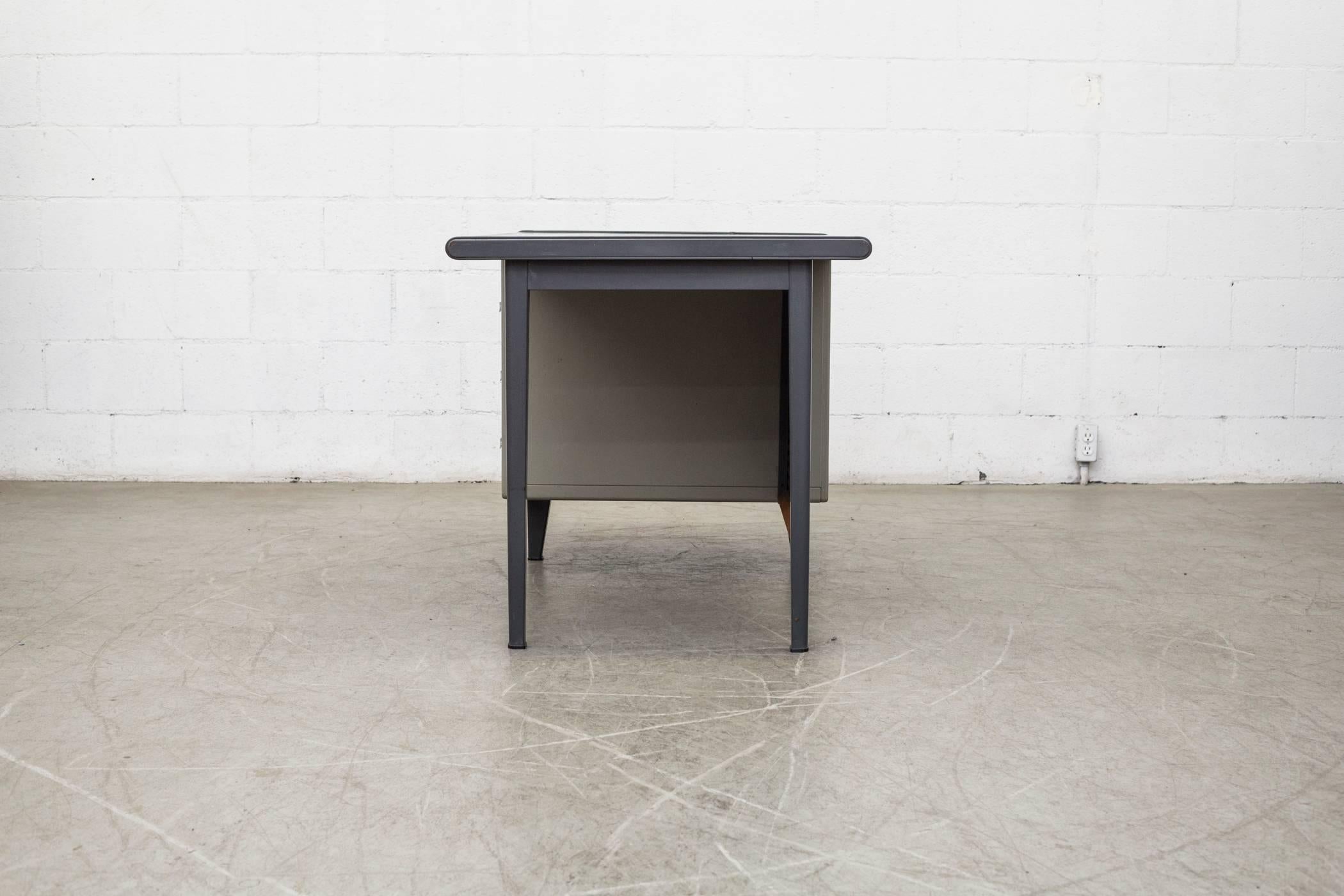 Mid-Century Modern Gispen Industrial Desk with Privacy Screen