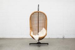 1970s Rattan Hanging "Egg Basket" Chair