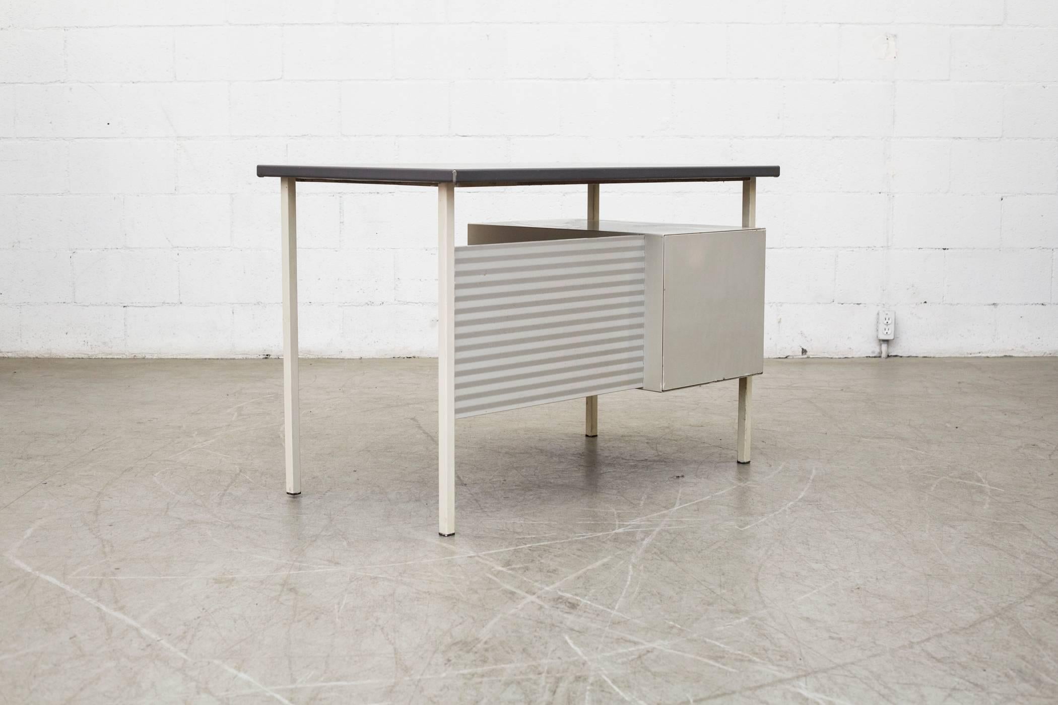 Mid-Century Modern Gispen 3803 Industrial Desk with Privacy Screen