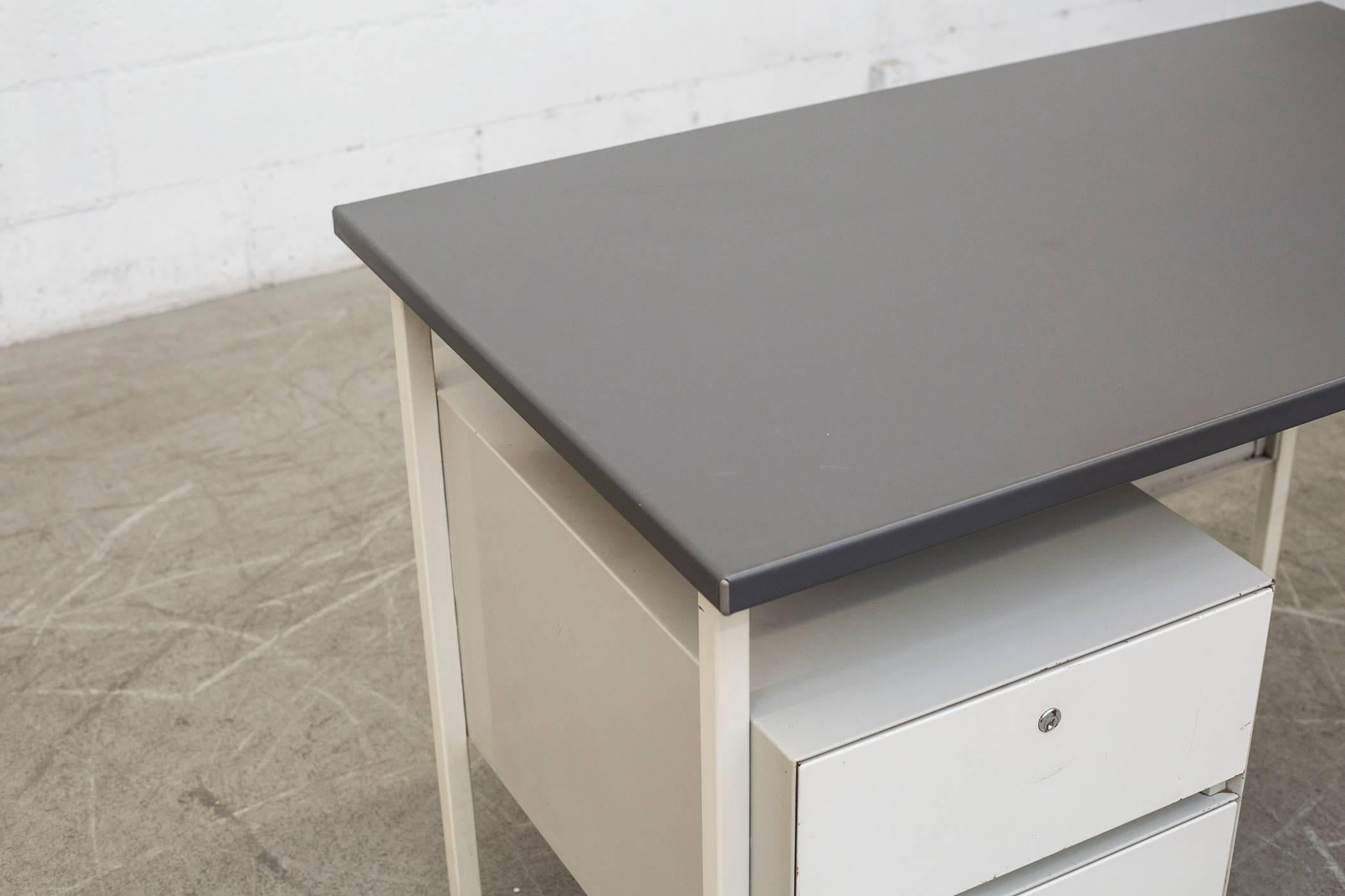 Metal Gispen 3803 Industrial Desk with Privacy Screen