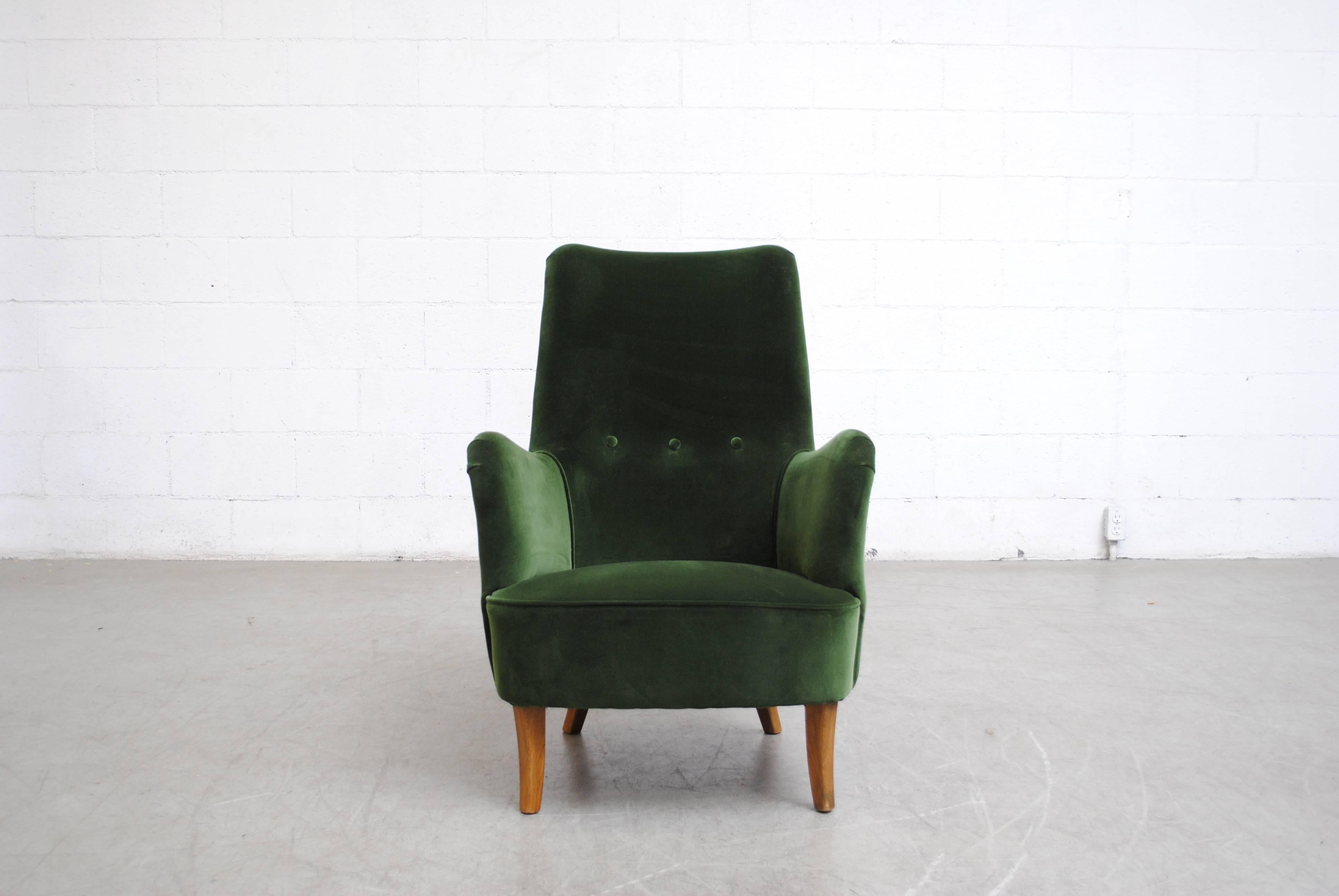 green velvet armchair