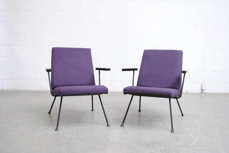 Pair of Plum Upholstered Gispen 1409 Lounge Chairs For Sale at 1stDibs